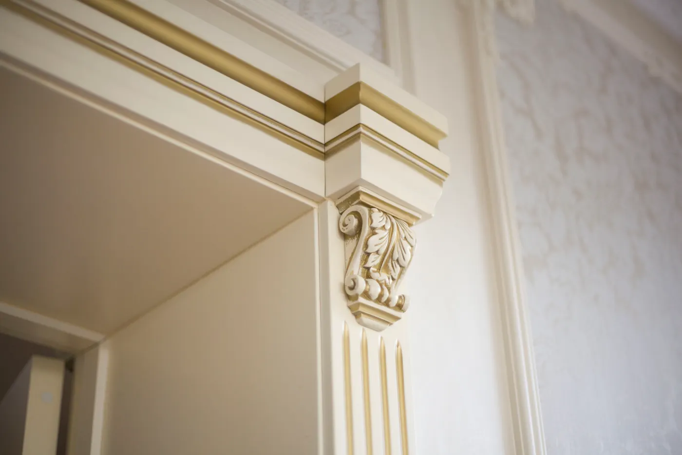 Decorative wall molding detail in a finished interior
